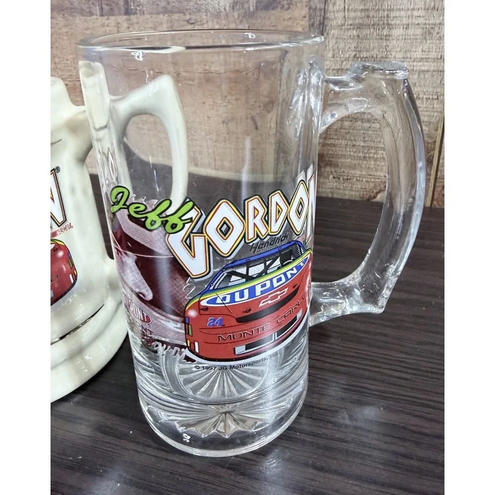 Vintage 1997‎ #24 Jeff Gordon DuPont Mug Set Glass Stein NASCAR Hendrick
